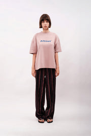 LOGO PRINTED OVERSIZE T-SHIRT - DUSTY ROSE
