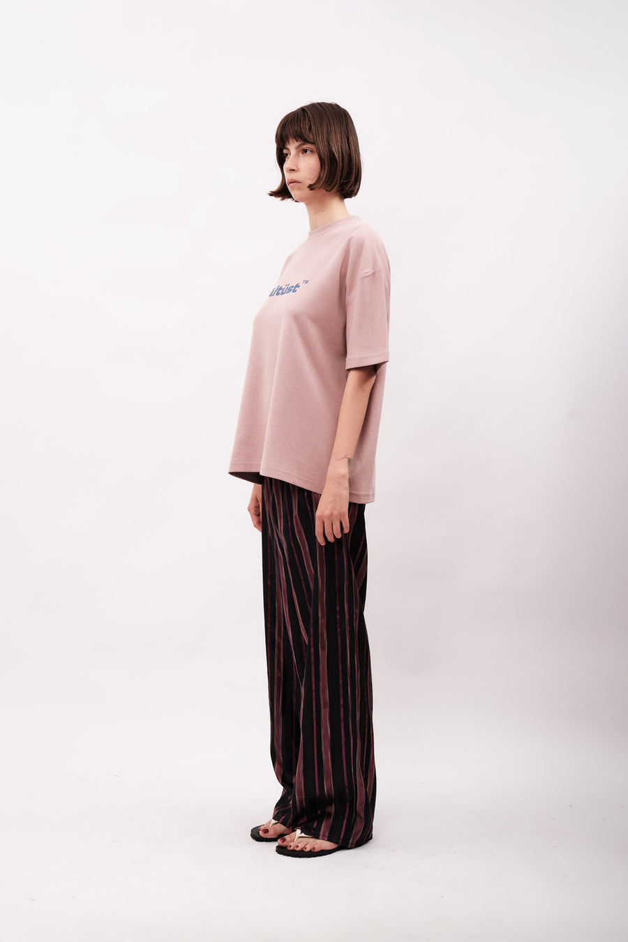 LOGO PRINTED OVERSIZE T-SHIRT - DUSTY ROSE