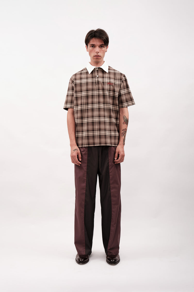 PLAID POLO T-SHIRT - BROWN