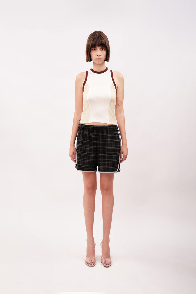 PANELLED TANK TOP - CREAM & NUDE – BURGUNDY