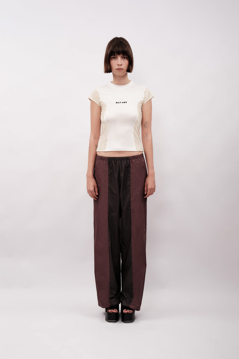 PANELLED BABY TEE - CREAM & WHITE