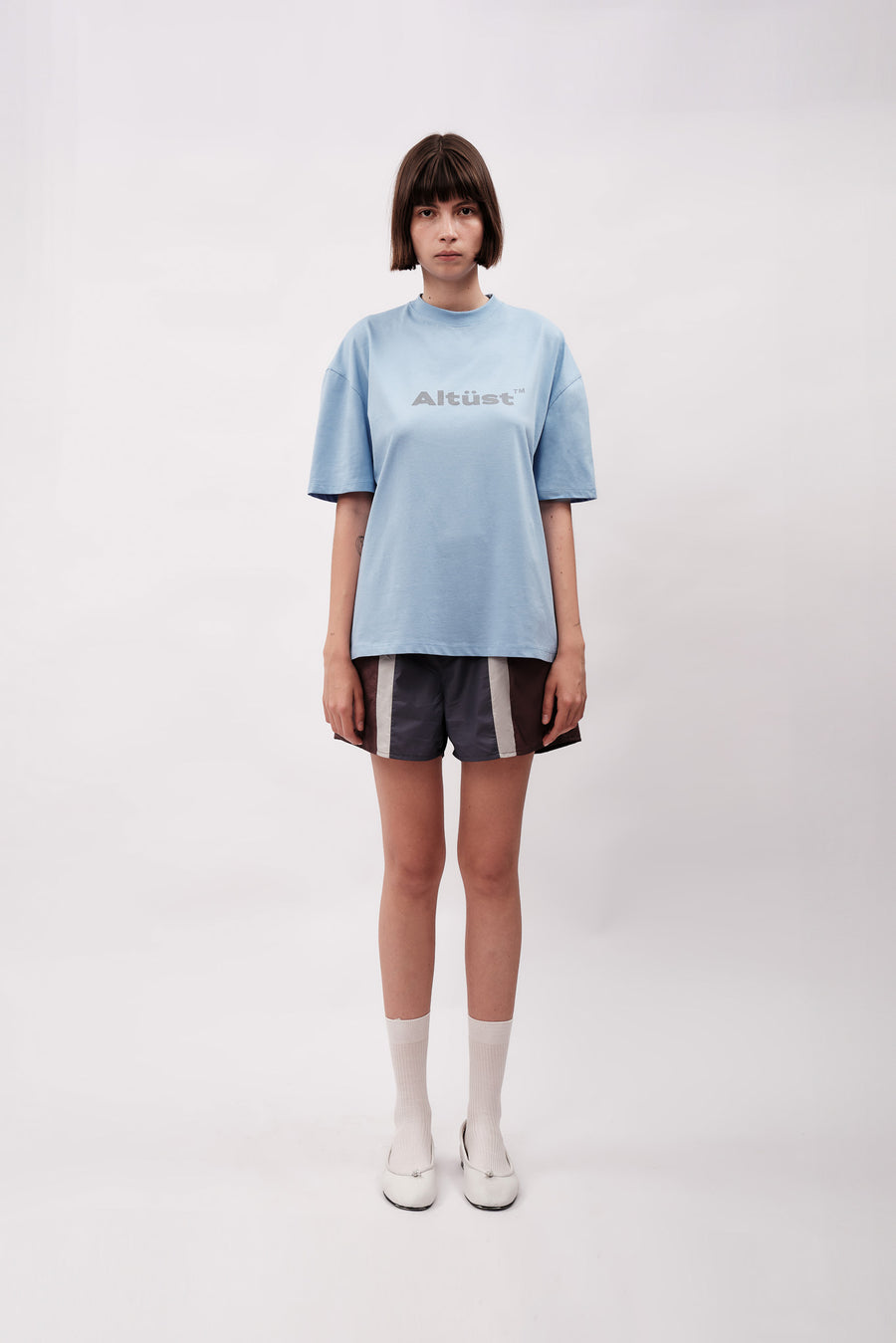 LOGO PRINTED OVERSIZE T-SHIRT - BABY BLUE