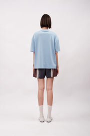 LOGO PRINTED OVERSIZE T-SHIRT - BABY BLUE