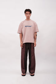LOGO PRINTED OVERSIZE T-SHIRT - DUSTY ROSE