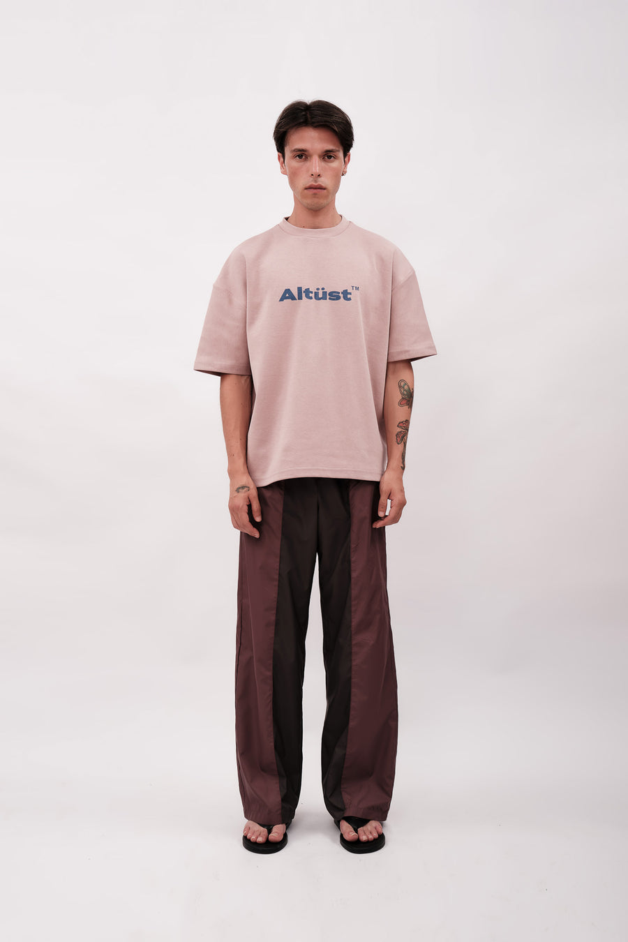 LOGO PRINTED OVERSIZE T-SHIRT - DUSTY ROSE