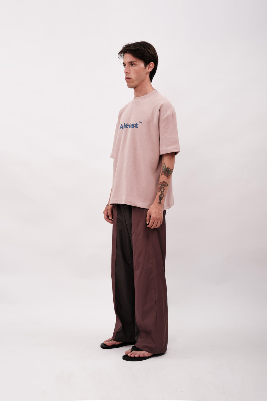 LOGO PRINTED OVERSIZE T-SHIRT - DUSTY ROSE