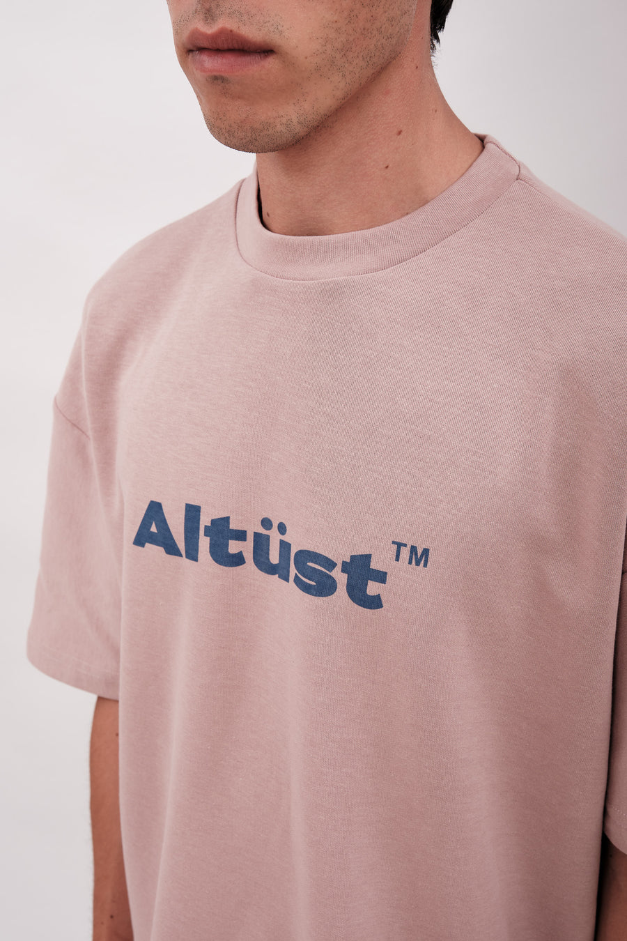 LOGO PRINTED OVERSIZE T-SHIRT - DUSTY ROSE