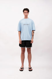 LOGO PRINTED OVERSIZE T-SHIRT - BABY BLUE