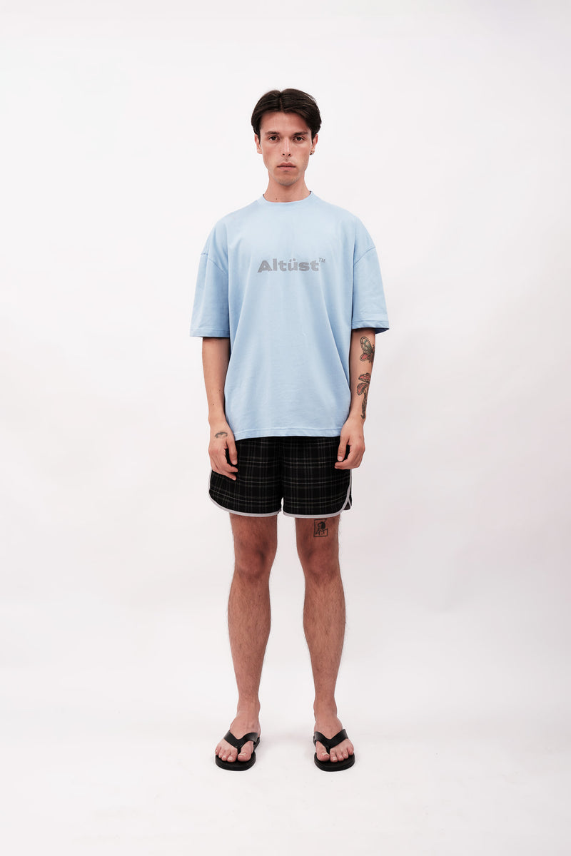 LOGO PRINTED OVERSIZE T-SHIRT - BABY BLUE