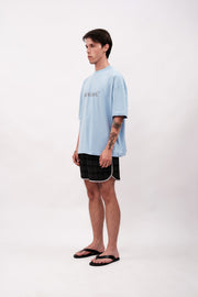 LOGO PRINTED OVERSIZE T-SHIRT - BABY BLUE