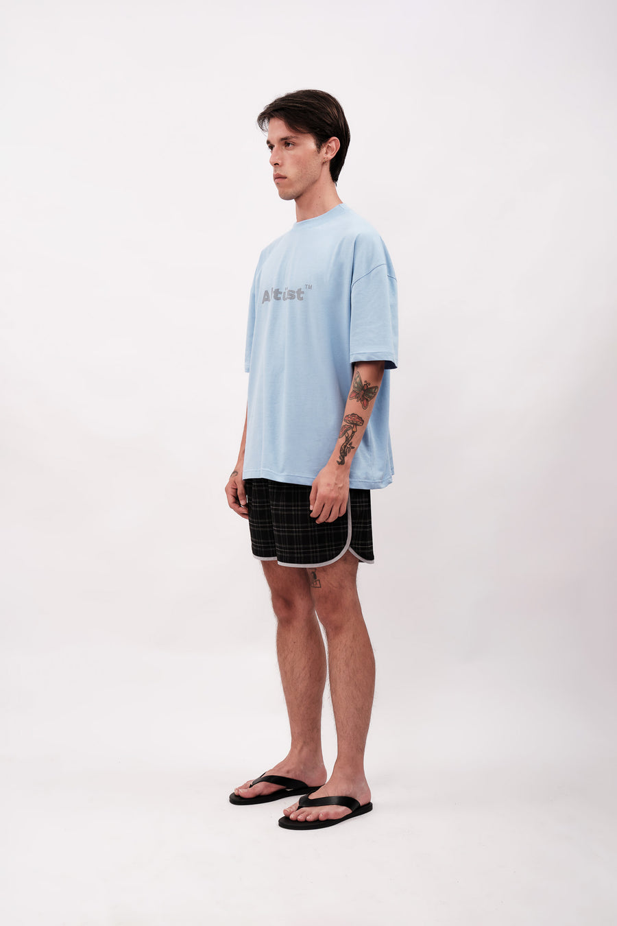 LOGO PRINTED OVERSIZE T-SHIRT - BABY BLUE