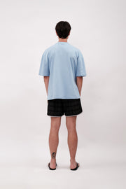 LOGO PRINTED OVERSIZE T-SHIRT - BABY BLUE