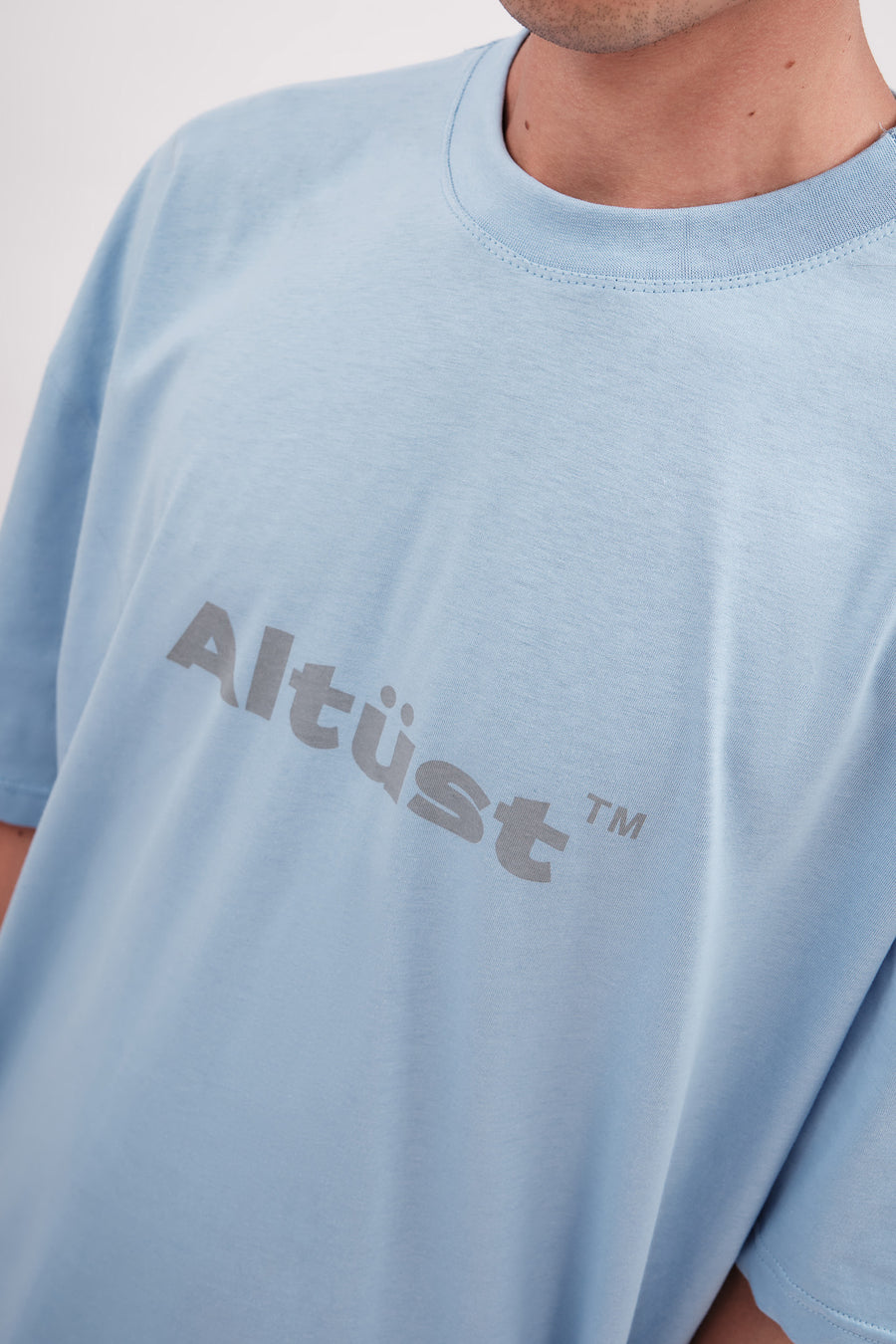 LOGO PRINTED OVERSIZE T-SHIRT - BABY BLUE