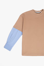 SHIRT SLEEVED T-SHIRT – ONE OF ONE IN "CAMEL - BLUE" - S