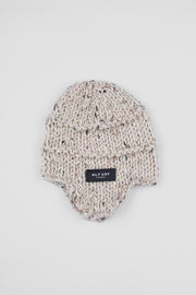 HAND-KNIT EAR FLAP BERET - OATMEAL