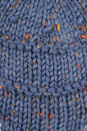 HAND-KNIT EAR FLAP BERET - BLUE