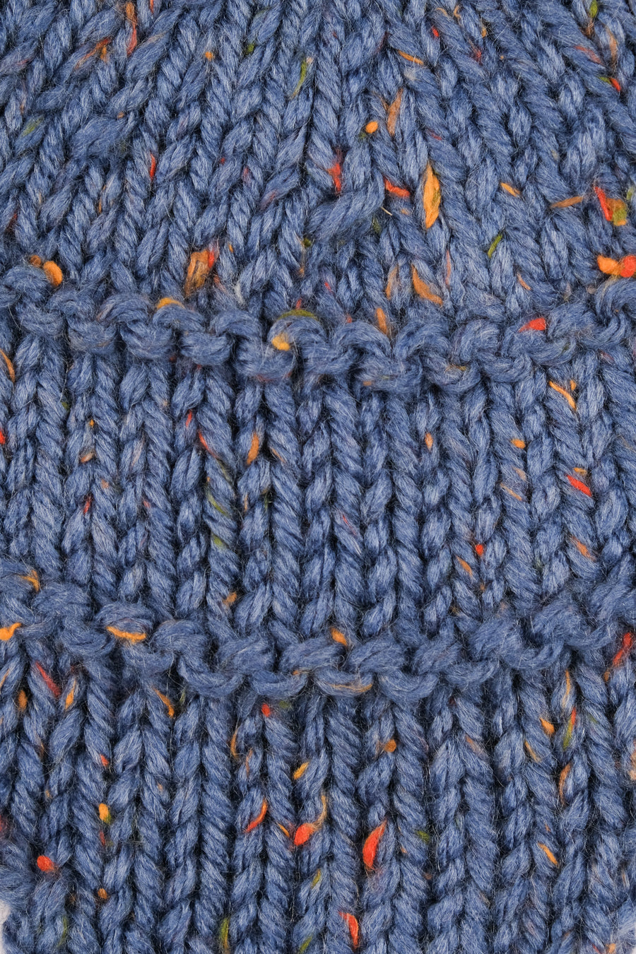 HAND-KNIT EAR FLAP BERET - BLUE