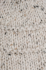 HAND-KNIT EAR FLAP BERET - OATMEAL