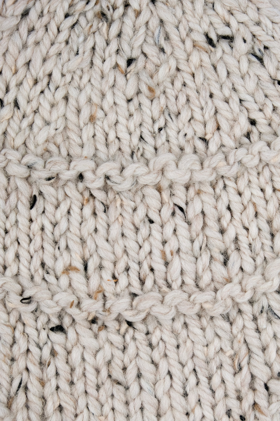 HAND-KNIT EAR FLAP BERET - OATMEAL
