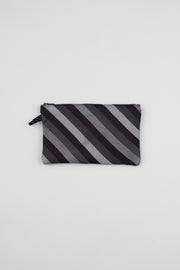 TIE COIN PURSE - BLACK & GREY STRIPES