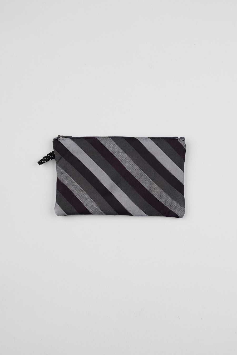 TIE COIN PURSE - BLACK & GREY STRIPES