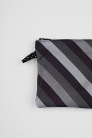 TIE COIN PURSE - BLACK & GREY STRIPES