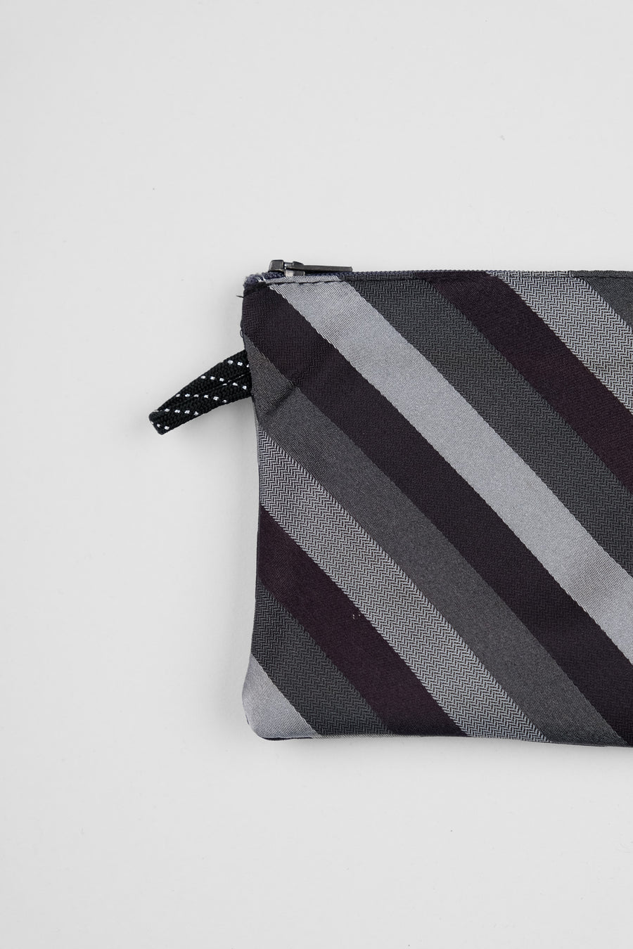 TIE COIN PURSE - BLACK & GREY STRIPES