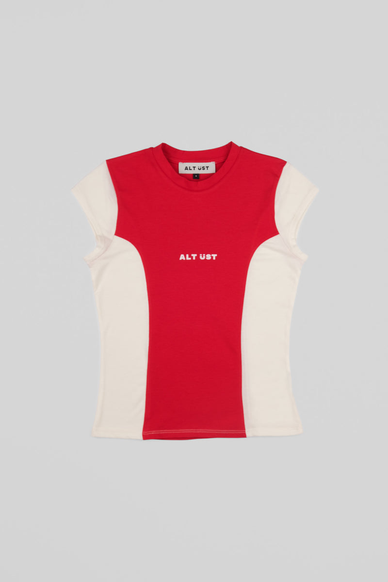 PANELED BABY T-SHIRT- RED