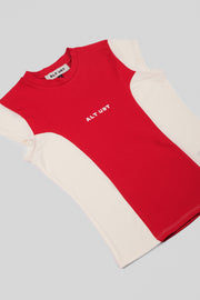 Panelli Baby T-Shirt- Kırmızı