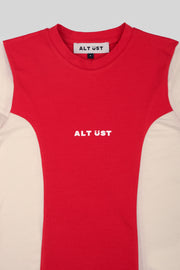 Panelli Baby T-Shirt- Kırmızı
