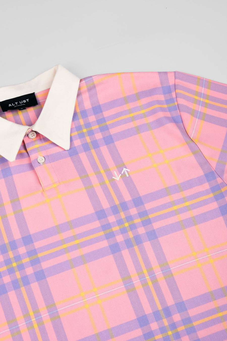 Ekose Polo T-Shirt - Pembe