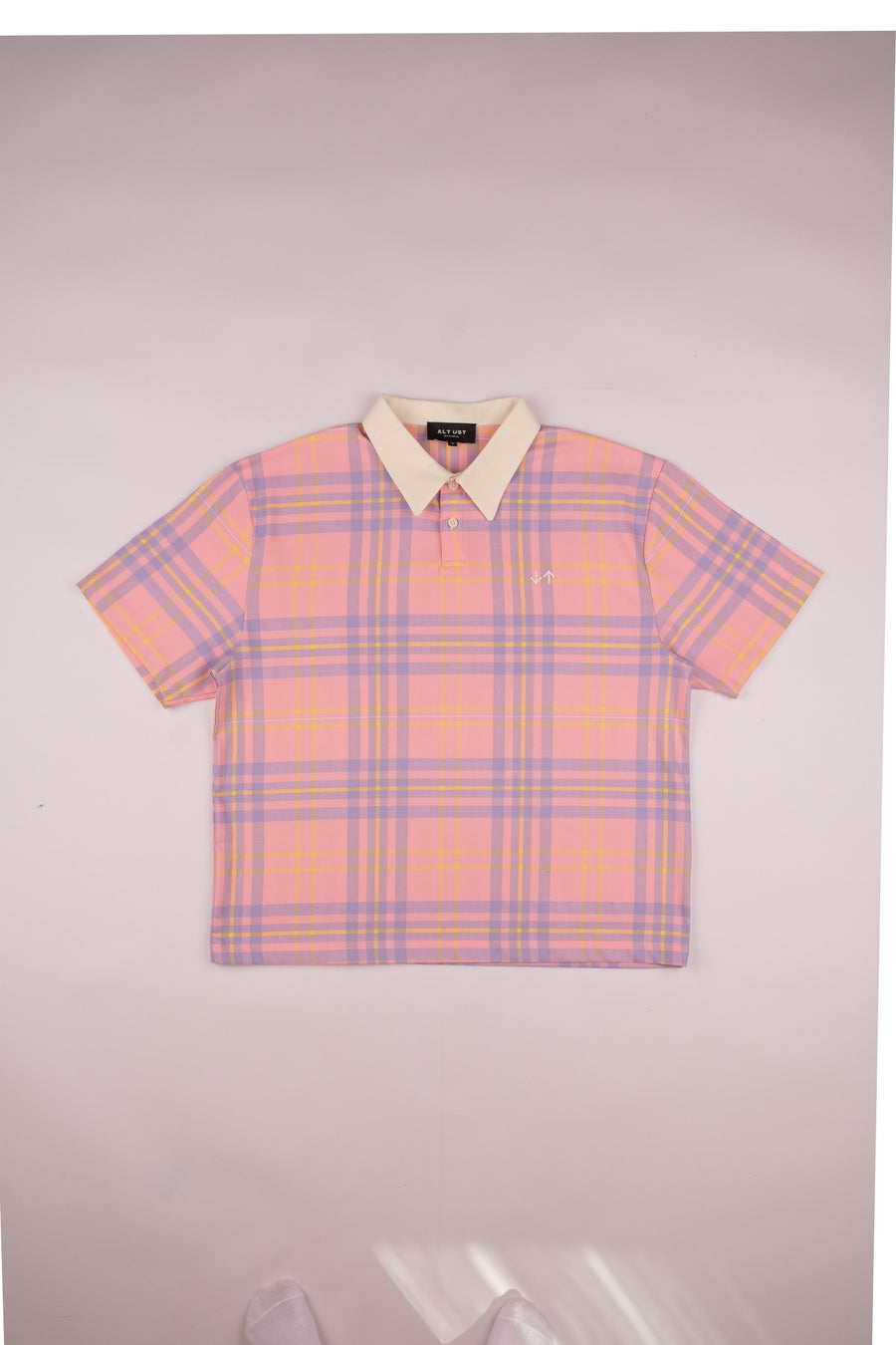 Ekose Polo T-Shirt - Pembe