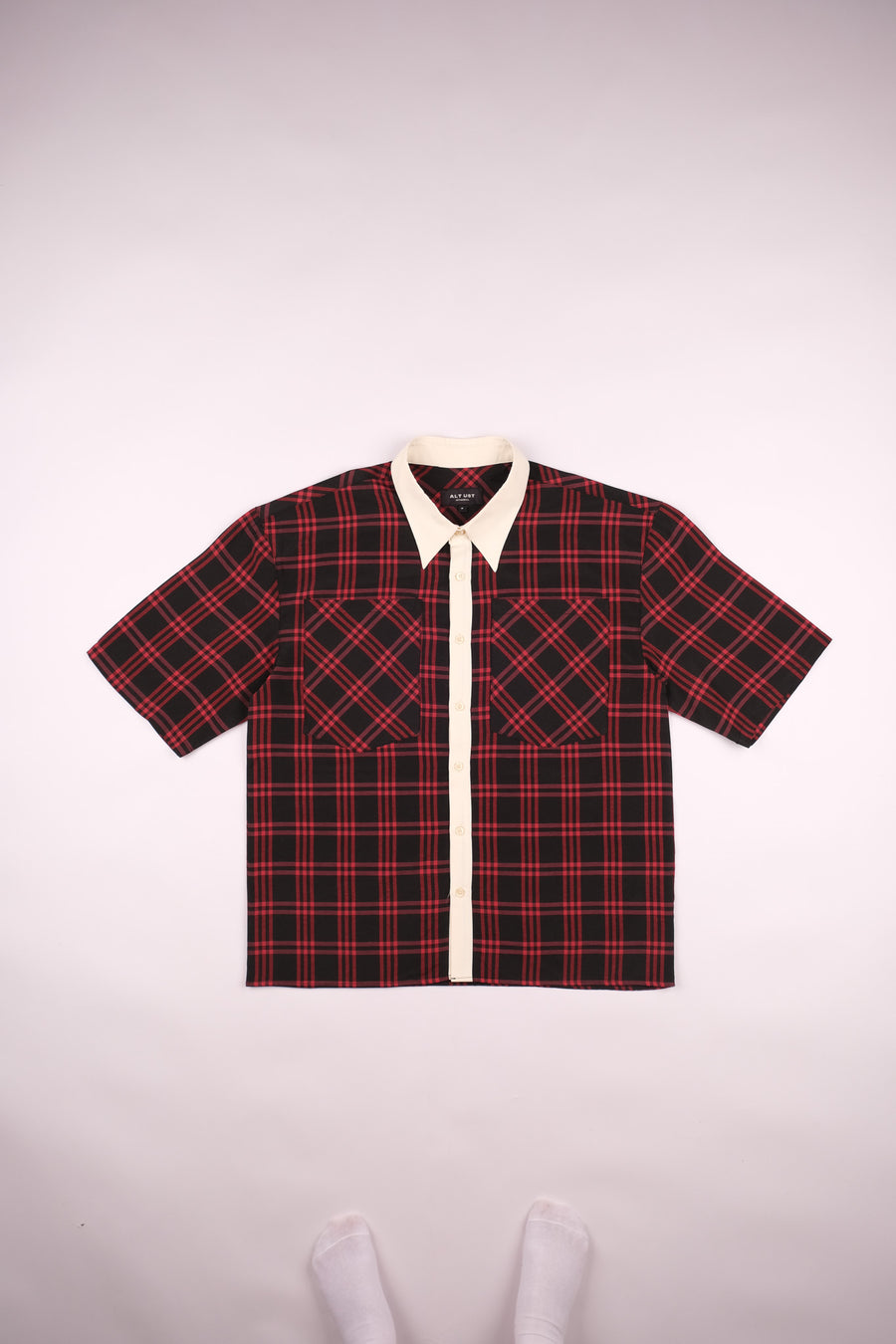 PLAID POPLIN SHIRT- RED - BLACK