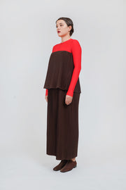 BROWN PLEATED DRESS